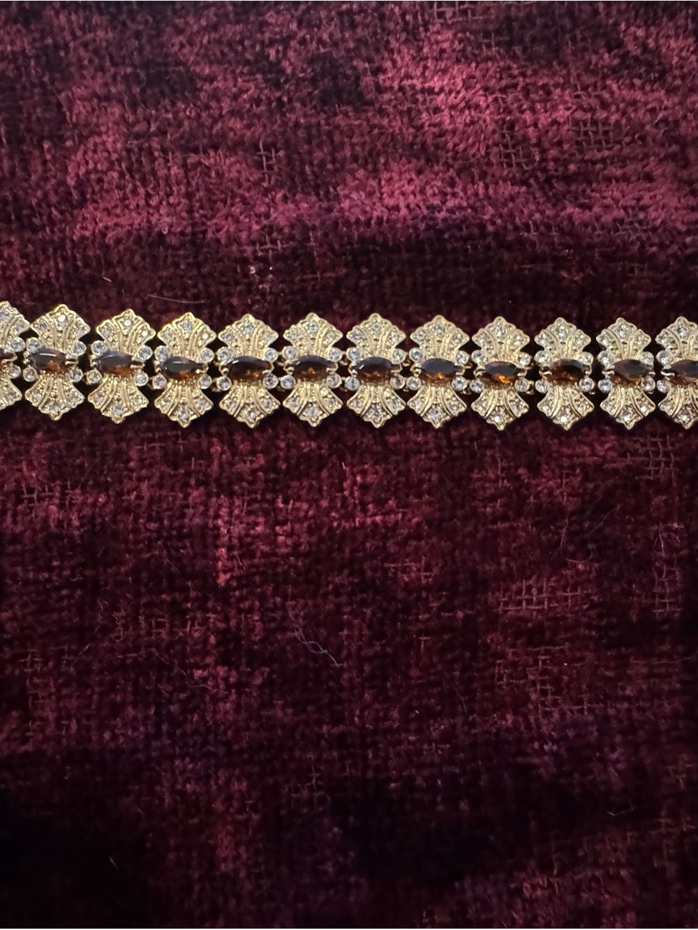 Gold-Tone Bracelet with Brown Gem Accents